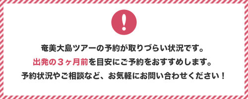 奄美大島ツアーの予約が取りづらい状況です